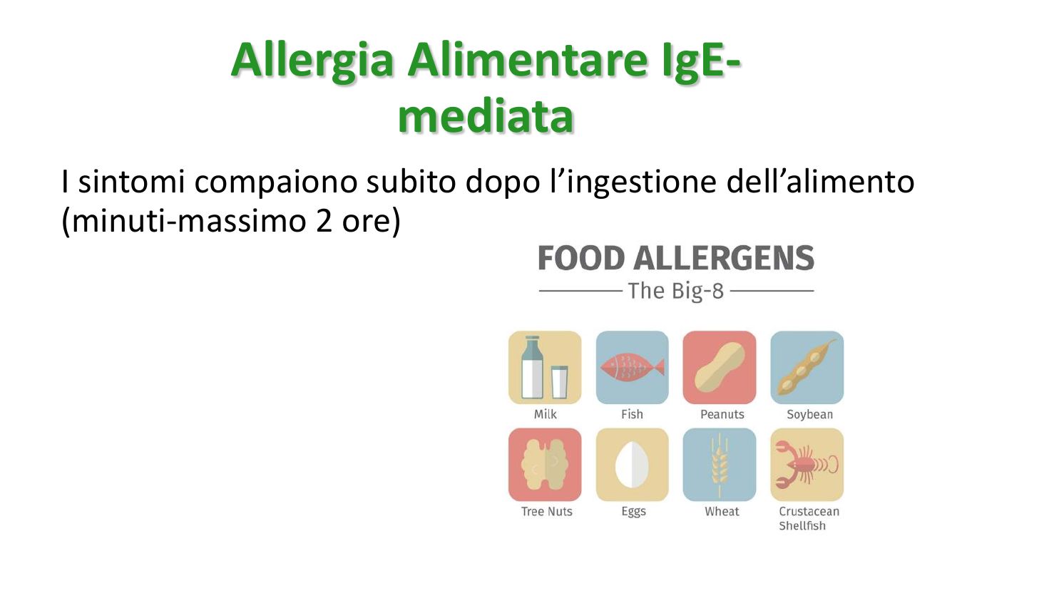 Sintomi entro 2 ore e otto alimenti principali