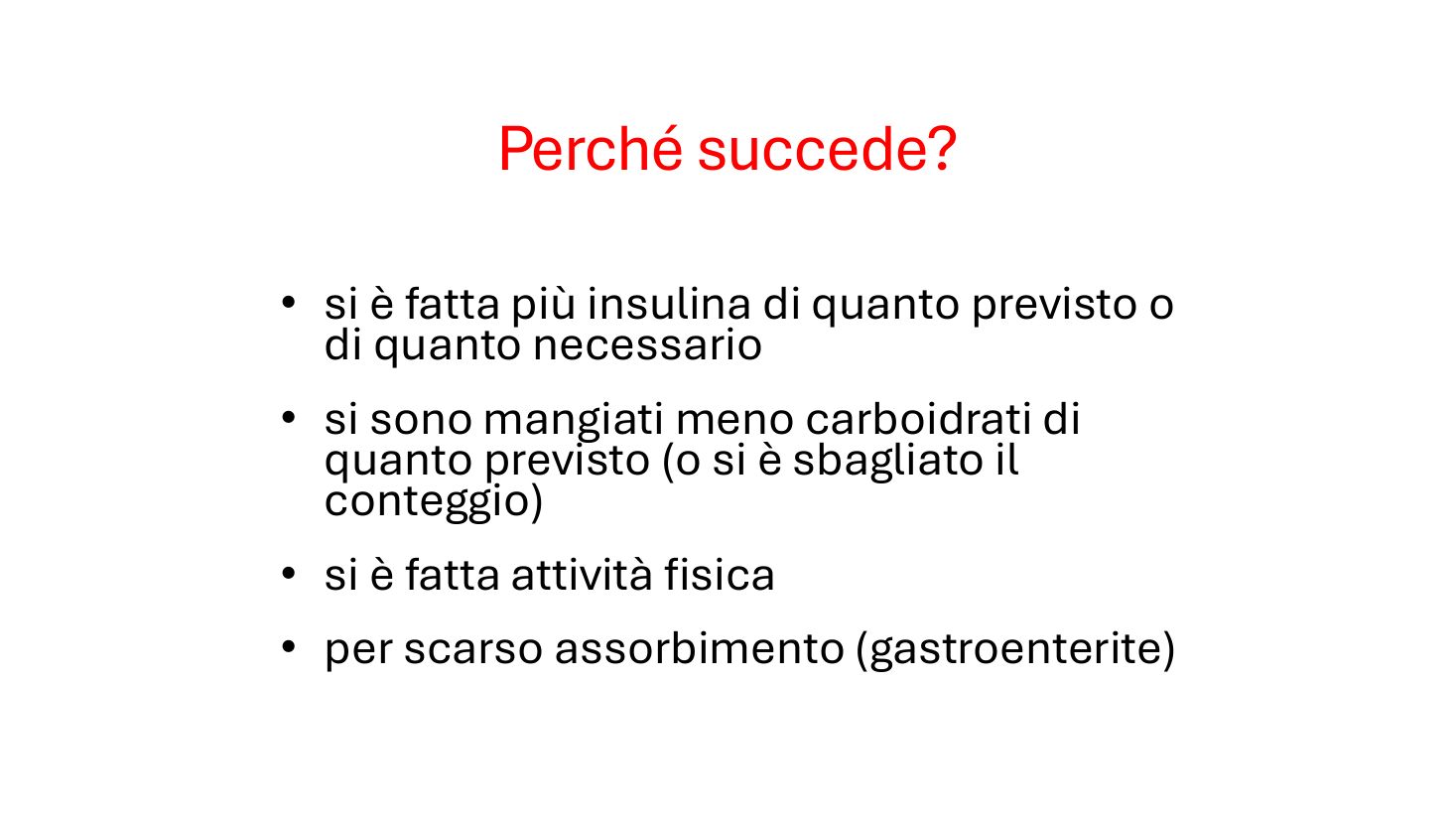 Le cause dell'ipoglicemia